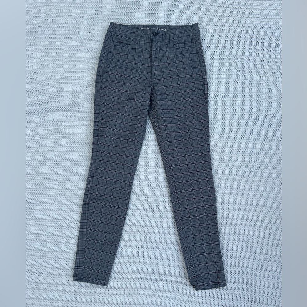 American Eagle, Gray Plaid Pants, Size 6 Long